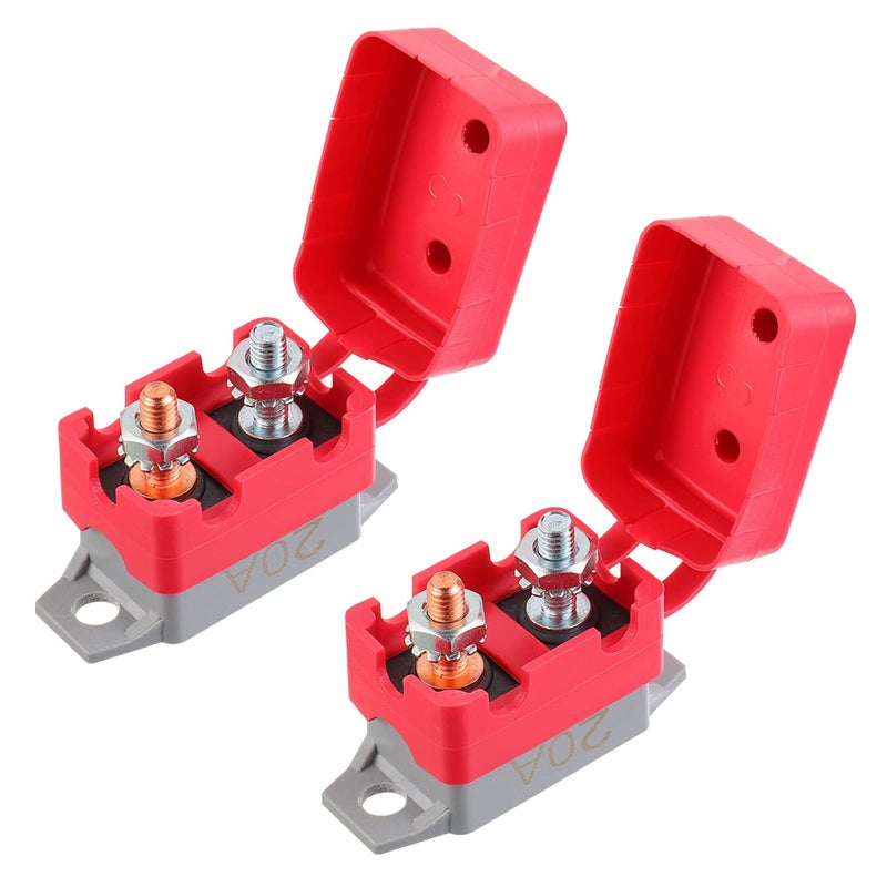 EPLZON 20A 12V-24V Automatic Reset Circuit Breaker with Cover Stud Bolt for Battery Chargers Trucks Car Engines and More(2pcs) - Image 1